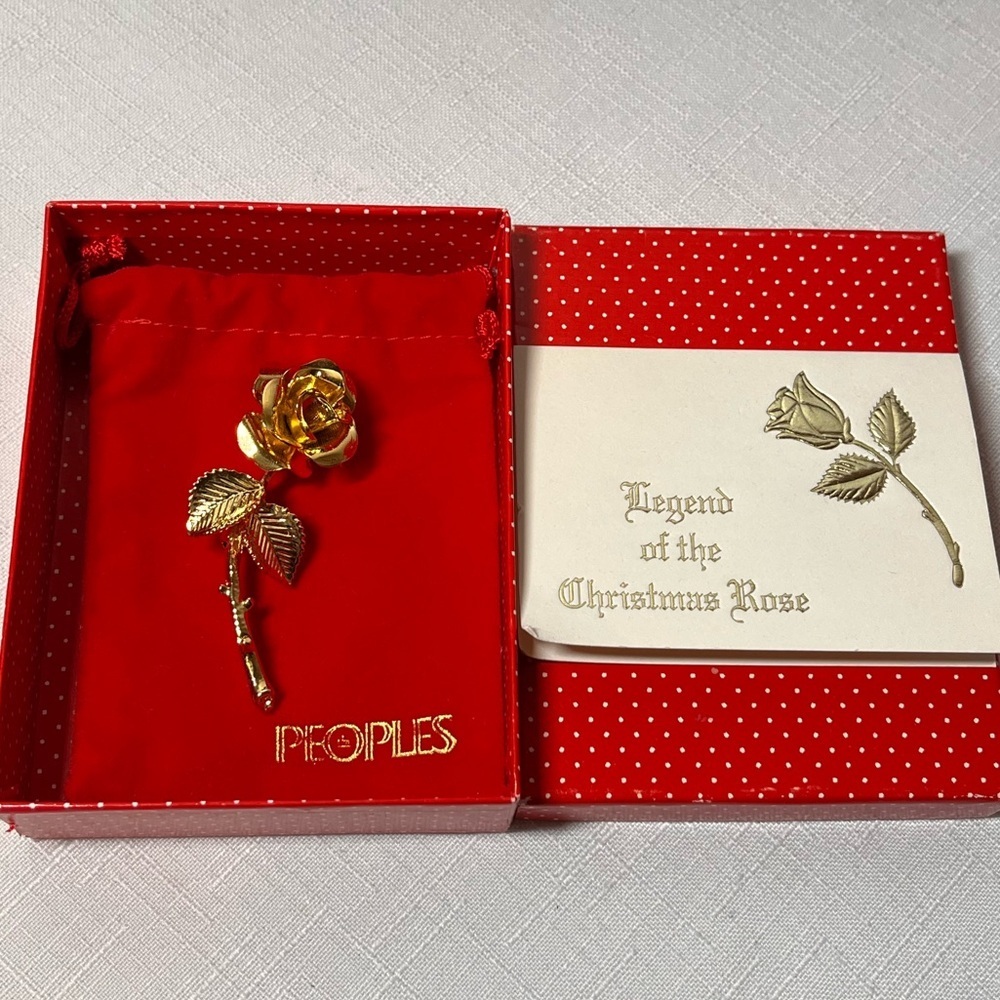 People’s Jewelry Legend Of The Christmas Rose Brooch. Vintage. new
Box included